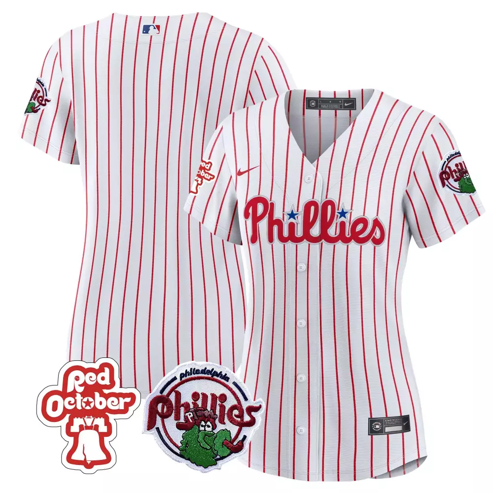 Hoskins October Jersey White Red Philadelphia Phillies Mascot Women Pinstripe All