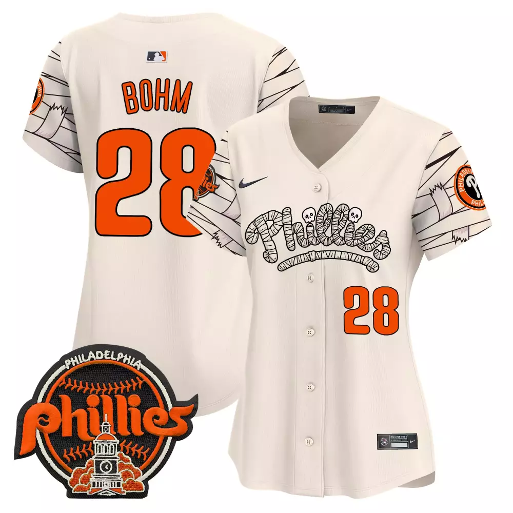 Alec Bohm 28 Jersey Cream Halloween Philadelphia Phillies Team Men Custom Design