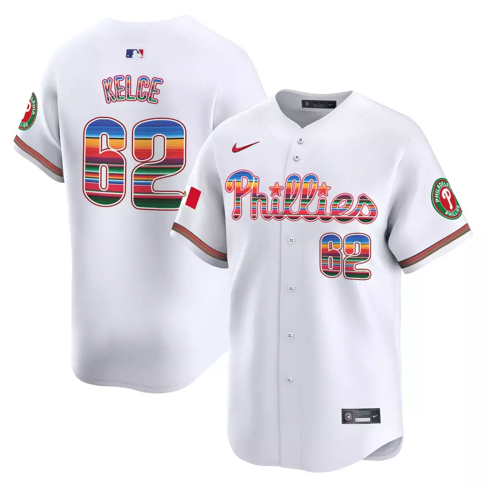 Jason Kelce 62 Jersey White City Connect Philadelphia Phillies Men Split Custom Design