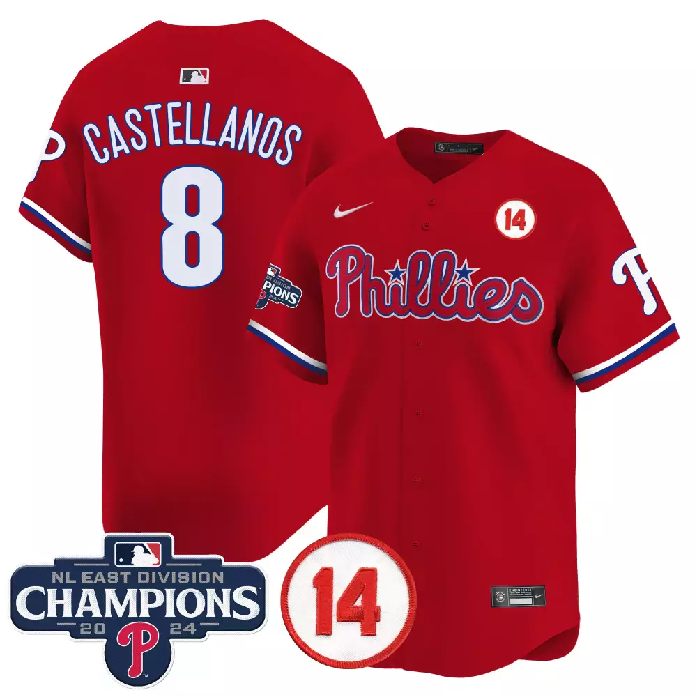 Nick Castellanos 8 Phillies Jersey Red Men White Blue Vapor Premier Limited
