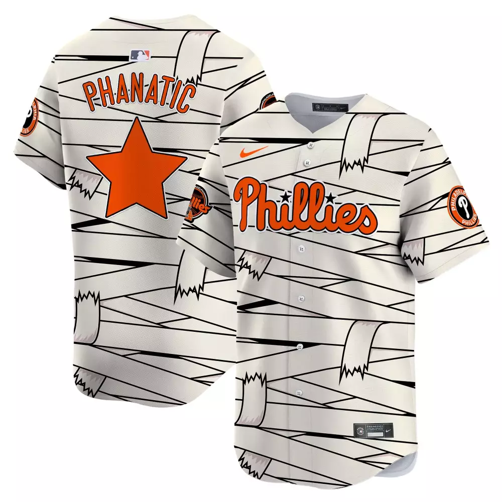 Phanatic Phillies Jersey White Mummy Philadelphia Custom Design Orange Black All