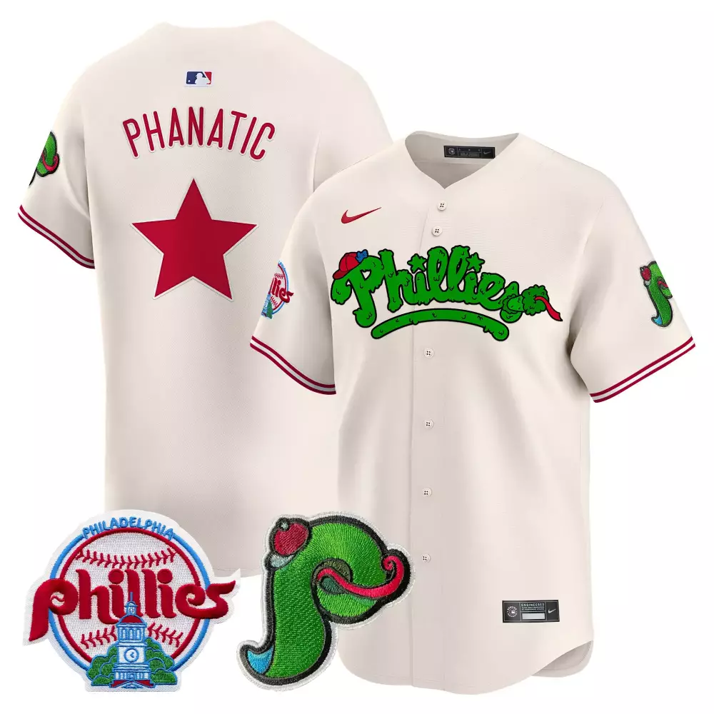 Phanatic Philadelphia Phillies Jersey Cream Round Letter Alternate Red Green Vapor