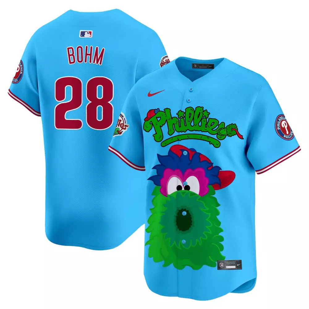 Alec Bohm 28 Phillies Jersey Blue Phanatic Men Red Green All Stitched Vapor