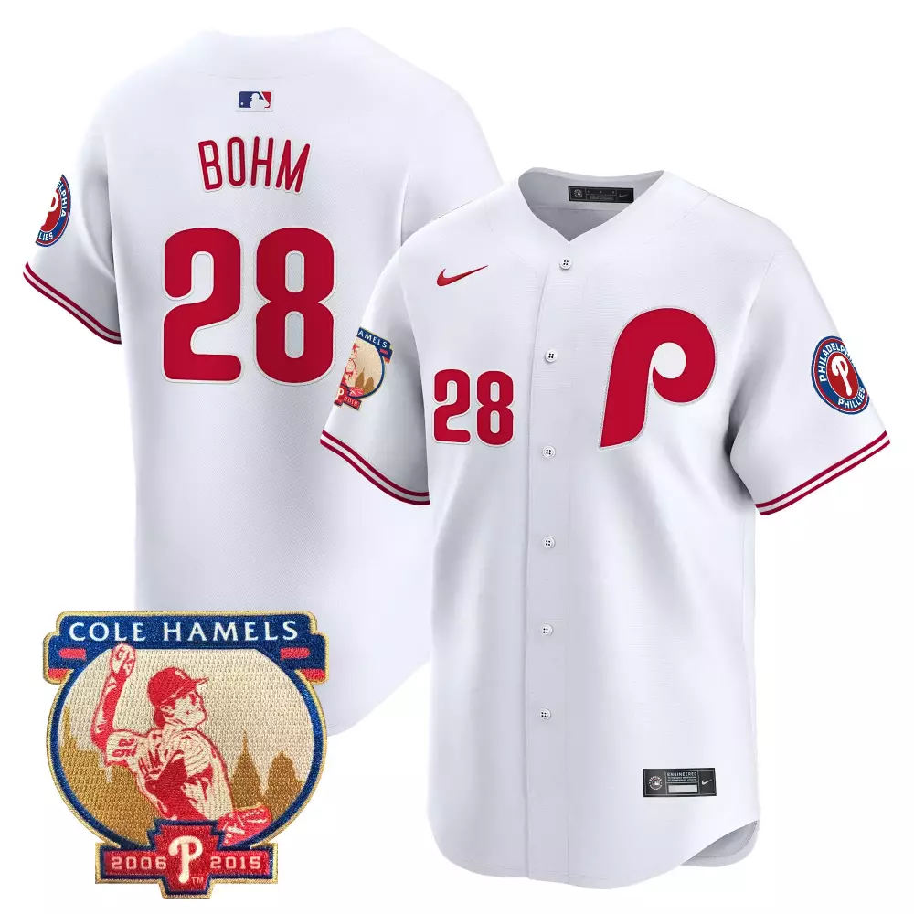 Alec Bohm 28 Jersey White Philadelphia Phillies Cole Hamels 2006-2015 Men Red Limited