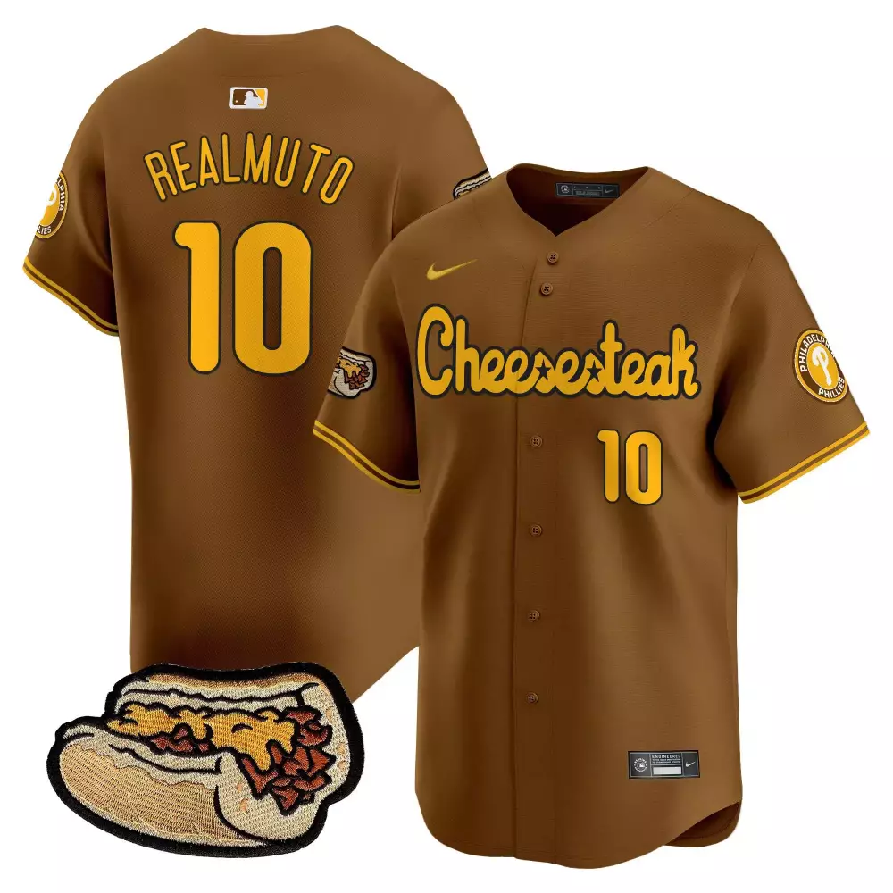 Jtrealmuto Cheesesteak 10 Jersey Brown Philadelphia Phillies Men Yellow Vapor Premier