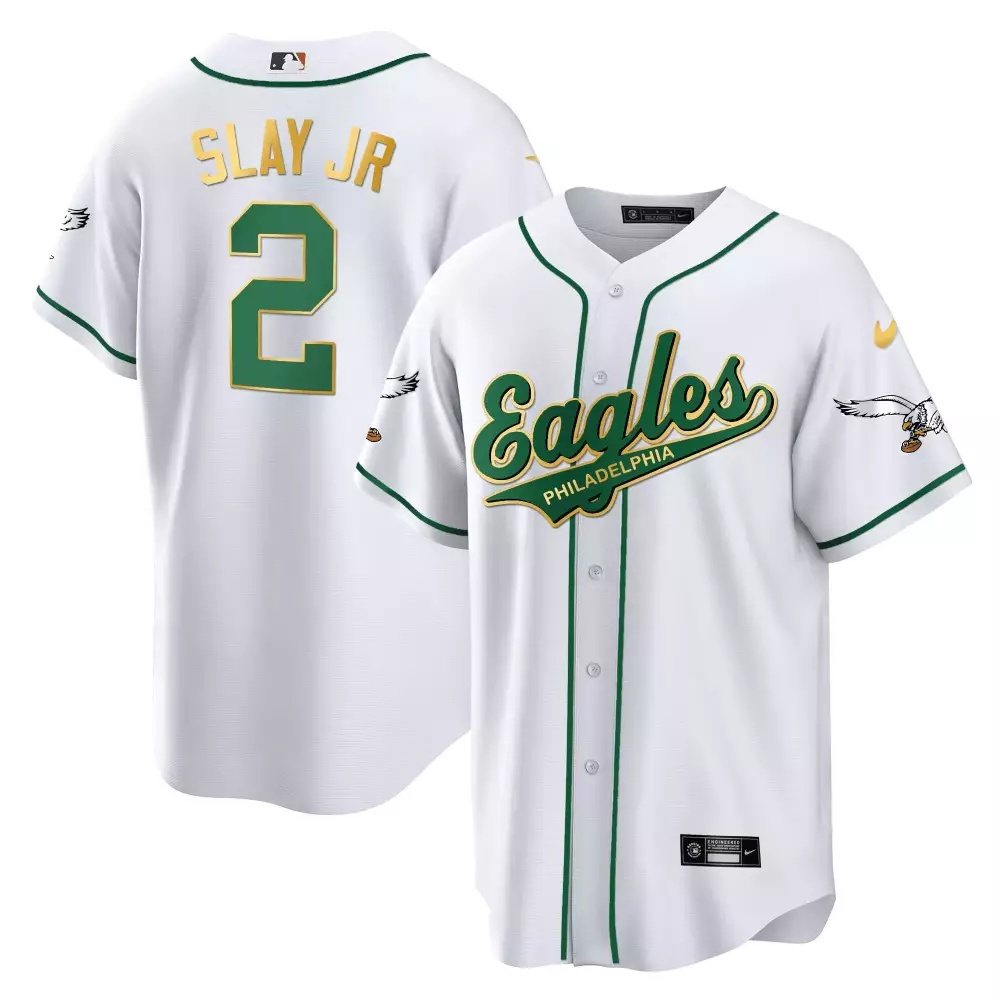 Slay Jr. 2 Philadelphia Eagles Jersey White Men Green Gold Stitched