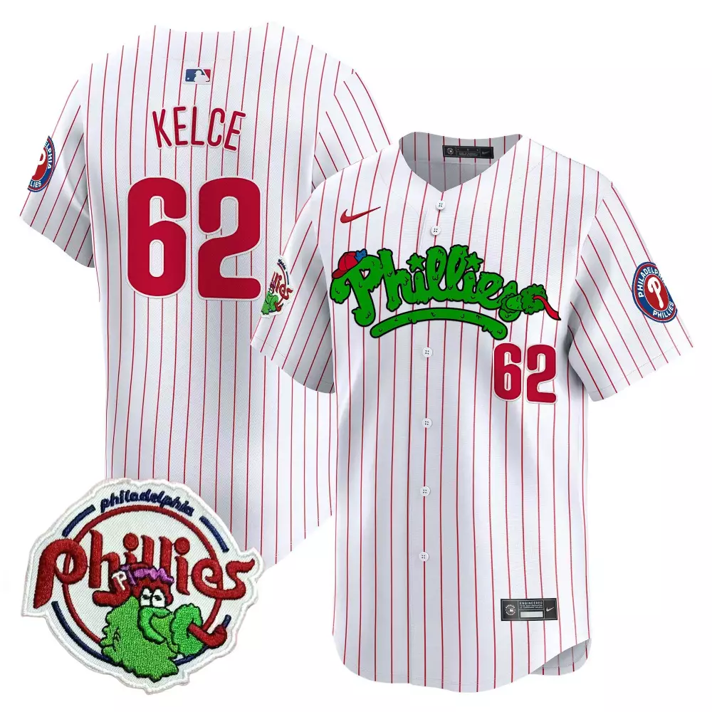 Jason Kelce 62 Phillies Jersey White Phanatic Philadelphia Men Red Green Vapor Premier