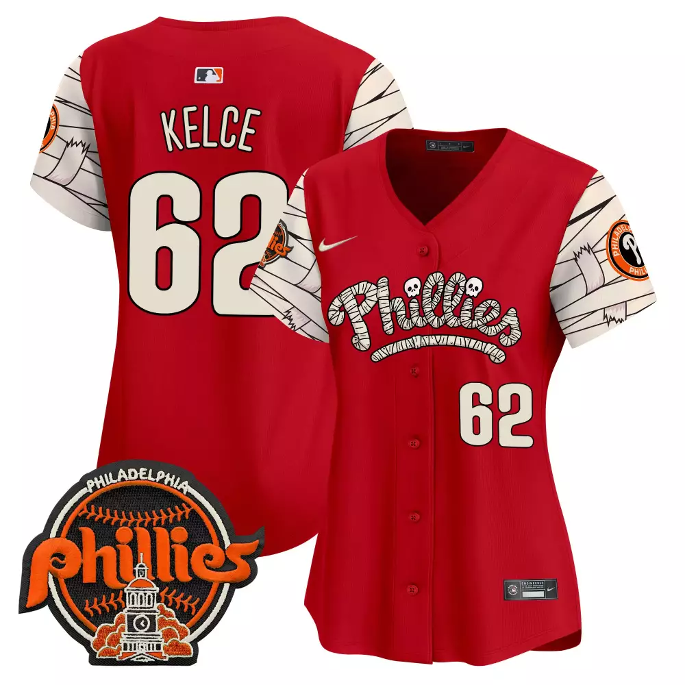 Jason Kelce 62 Jersey Red Halloween Philadelphia Phillies Men White Orange Vapor