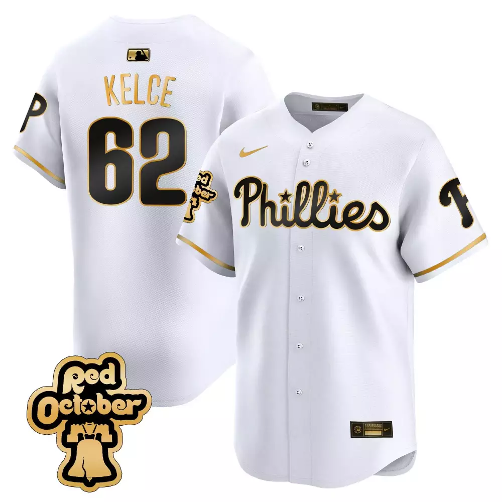 Hoskins October 62 Phillies Jersey White Red Men Black Gold All Stitched Vapor Limited