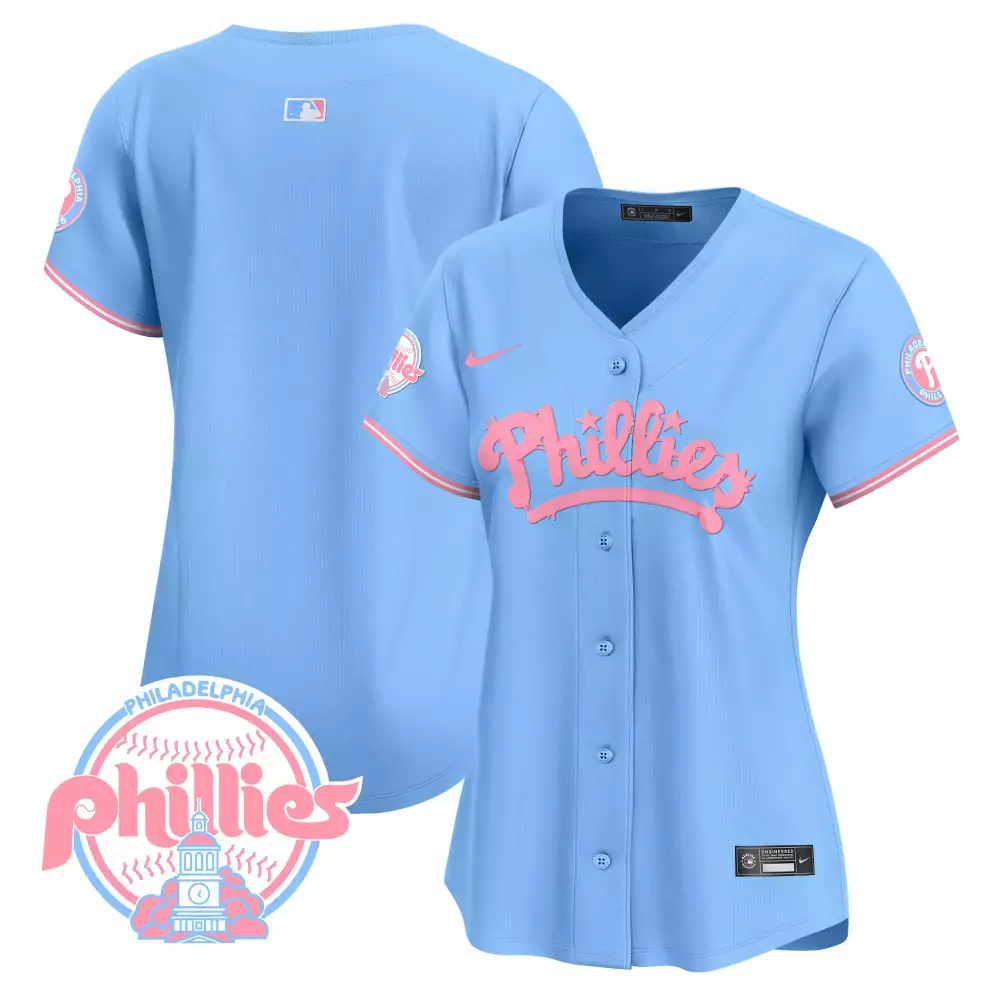 American League Jersey Light Blue City Connect Philadelphia Phillies Women Button-up