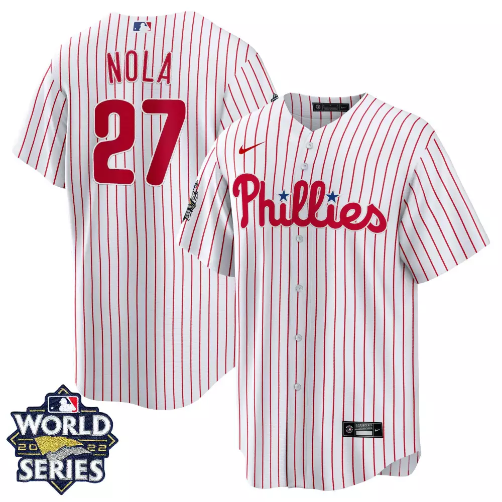 Aaron Nola 27 Phillies Jersey White World Series 2022 Men Pinstripe Red Cool Home