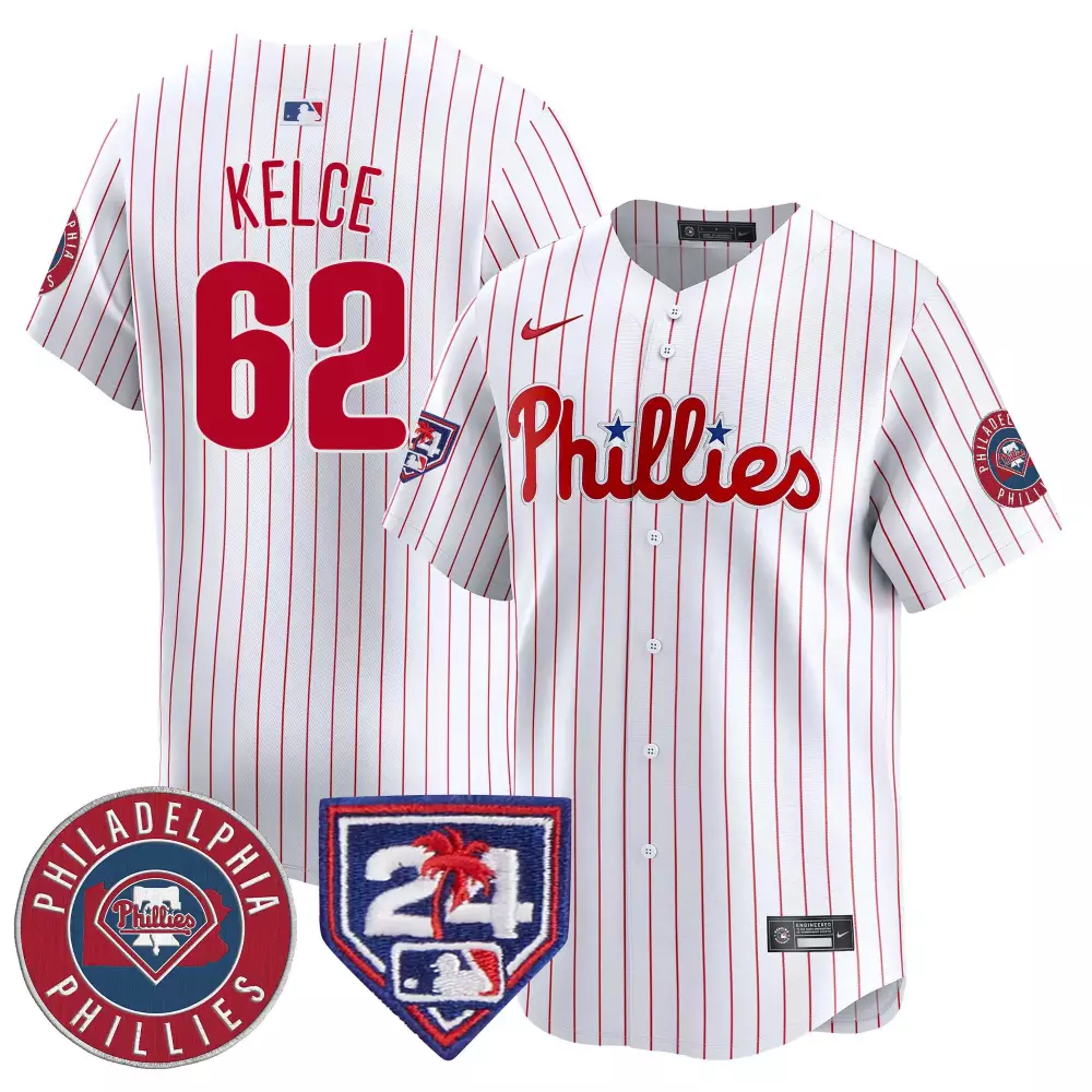Jason Kelce 62 Phillies Jersey White Philadelphia Circular Diamond Men Red Vapor