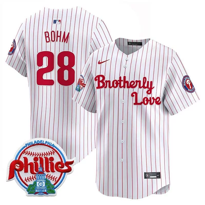 Alec Bohm 28 Jersey White Brotherly Love Philadelphia Phillies Men Red All Stitched