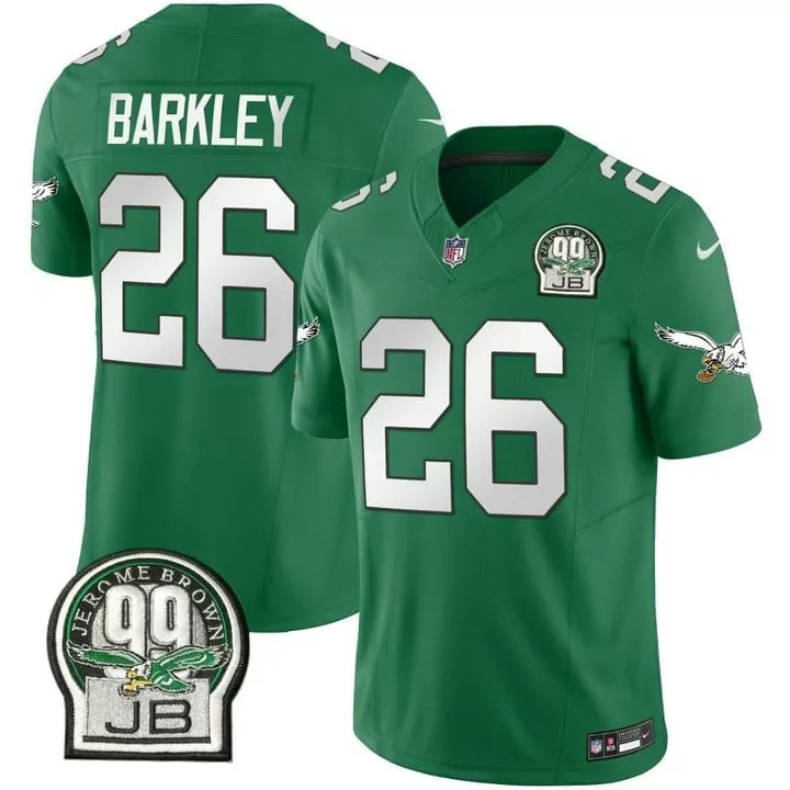 Saquon Barkley 26 Jersey Green Jerome Brown 99 Philadelphia Eagles Eagle Football