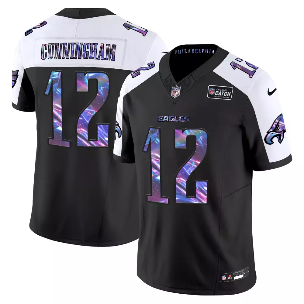 Randall Cunningham 12 Eagles Jersey Black Crucial Catch Men Alternate Split Design