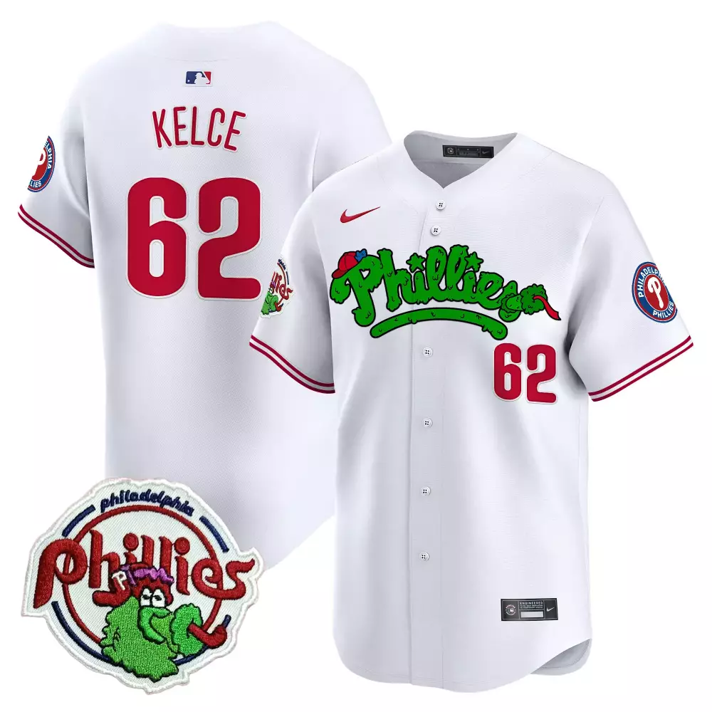 Jason Kelce 62 Jersey White Philadelphia Phillies Phanatic Circular Men Red Green