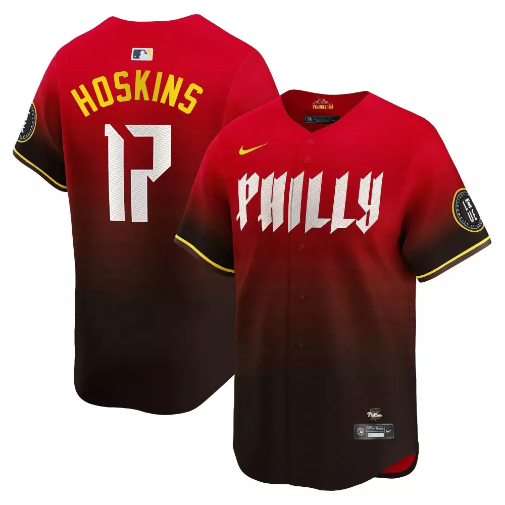 Rhys Hoskins 17 Phillies Jersey Red City Connect Men Split Design Black Yellow All