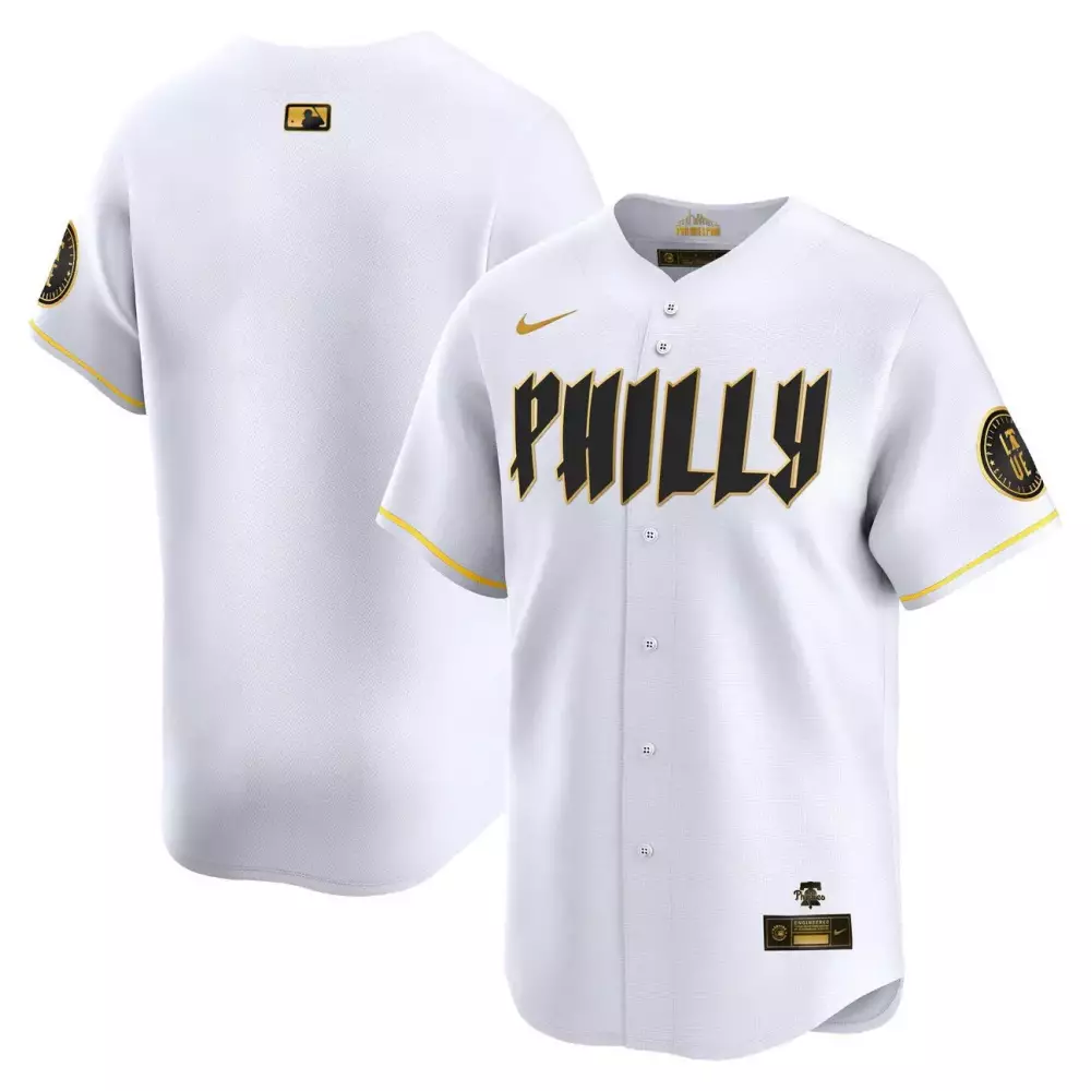 Philly Philadelphia Phillies Jersey White City Connect Men Black Gold Limited