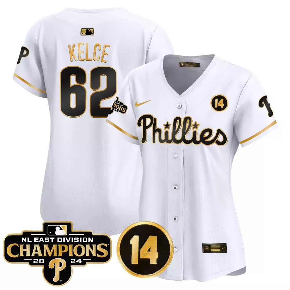 Jason Kelce 62 Jersey White Nl East Division Champions Philadelphia Phillies 2024