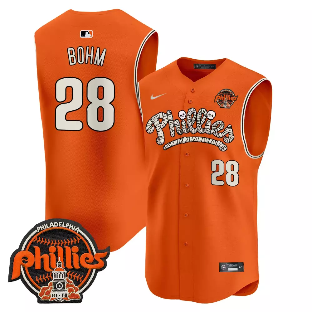 Prince Sleeveless 28 Jersey Orange Halloween Philadelphia Phillies Circular Men White