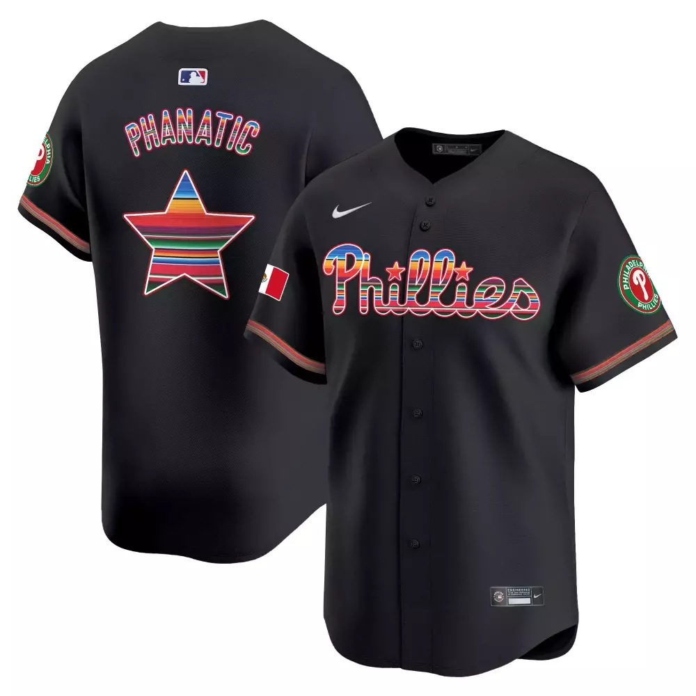 Phanatic Philadelphia Phillies Jersey Black Jueves Mexico Flag Red Green Yellow Blue