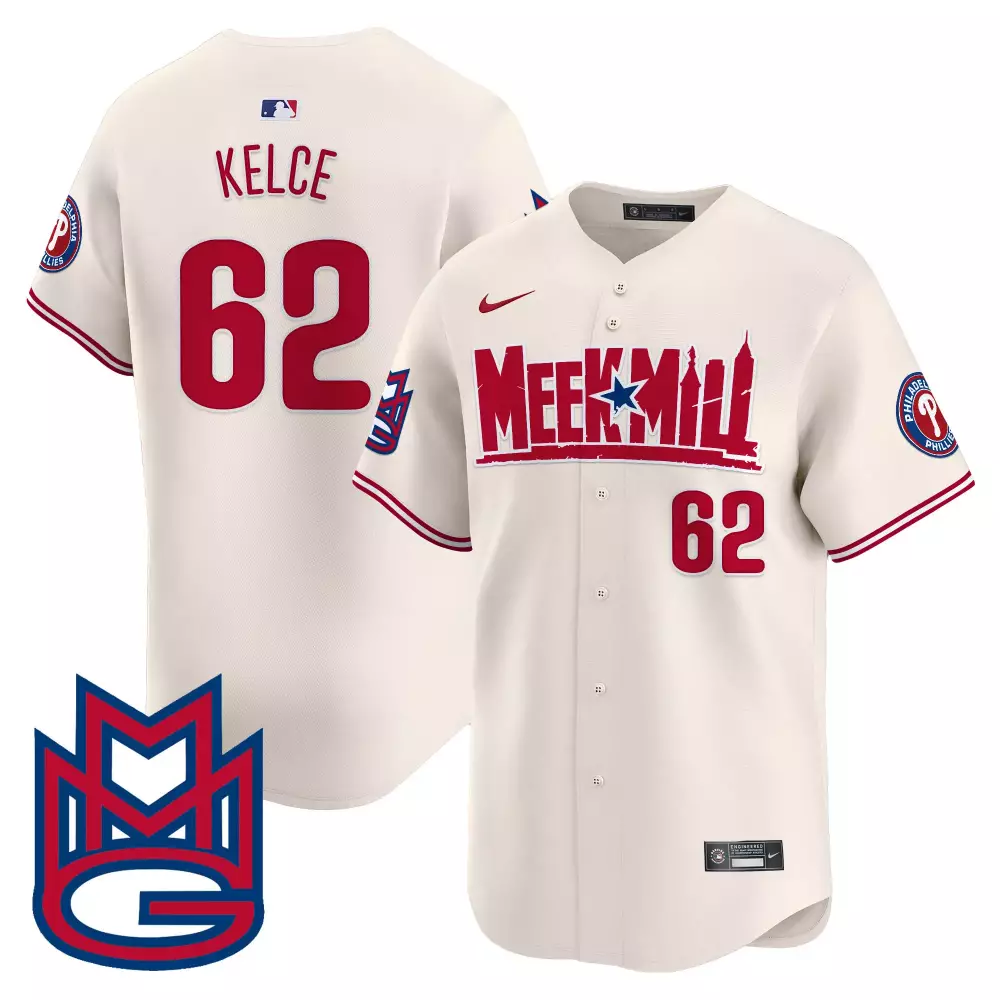 Jason Kelce 62 Jersey Cream Philadelphia Phillies Men Alternate Red Blue Vapor Premier