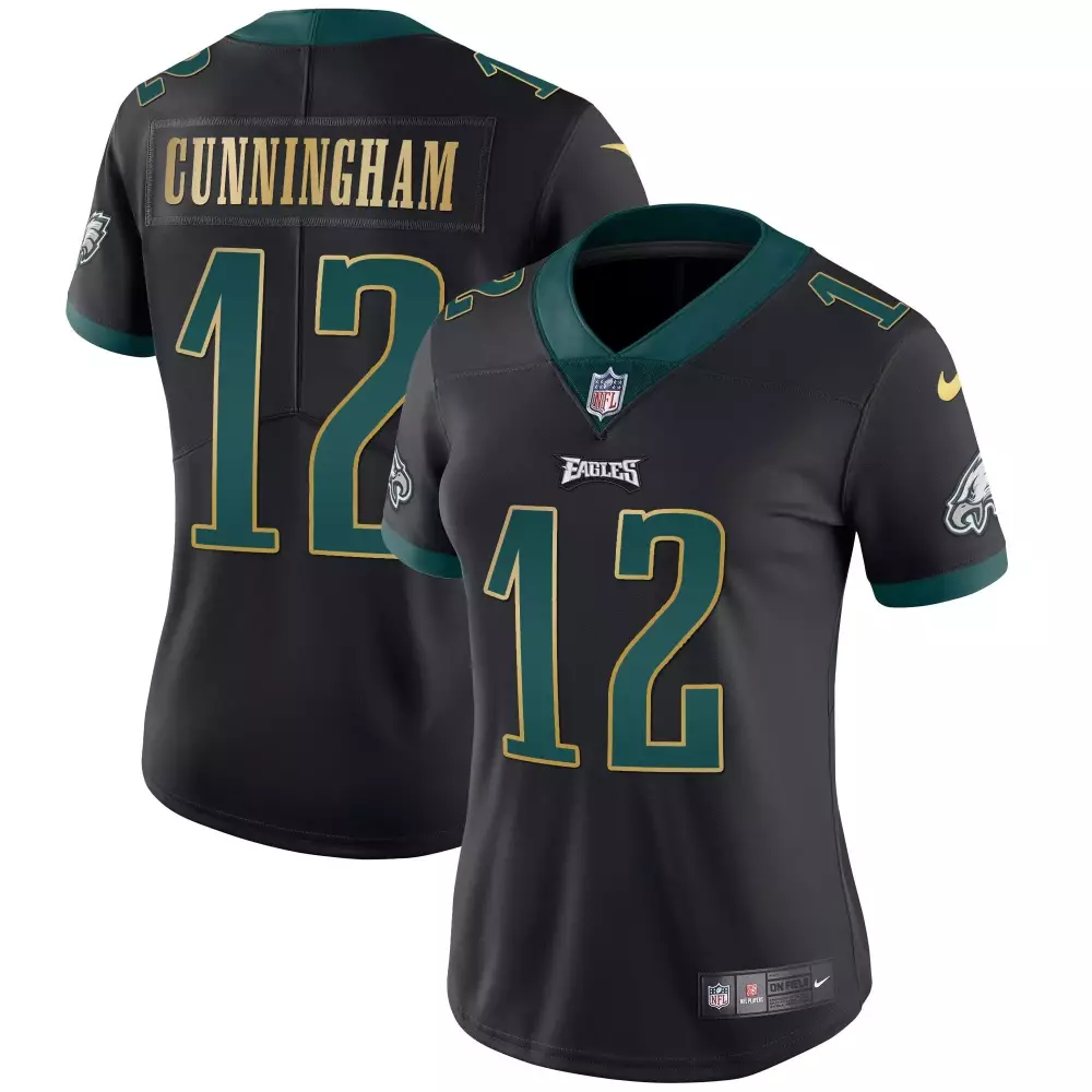 Randall Cunningham 12 Eagles Jersey Black Men Player Alternate Green Gold Vapor All