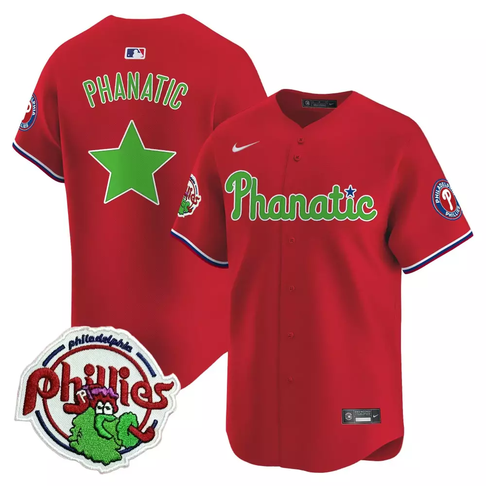 Phanatic Philadelphia Phillies Jersey Red Mascot Green White Blue All Stitched Vapor