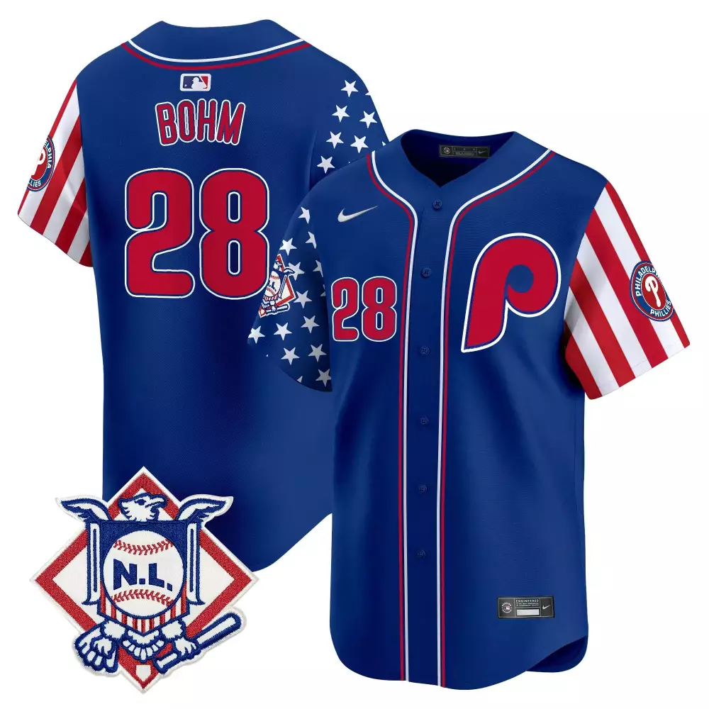 Alec Bohm 28 Jersey Blue Philadelphia Phillies Men Split Design Red White Vapor Premier