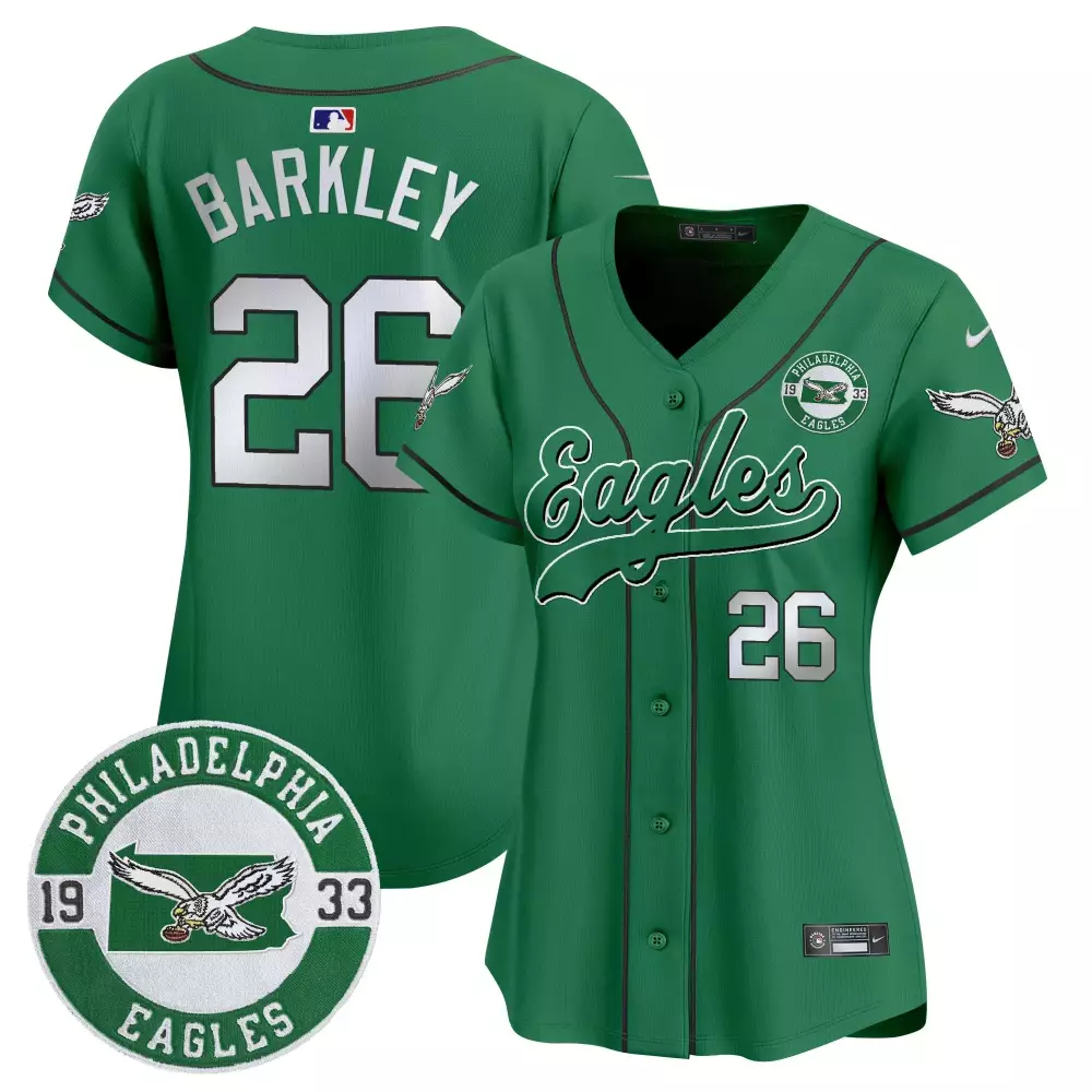 Saquon Barkley 26 Jersey Green Null Philadelphia Eagles Women White Black Stitched
