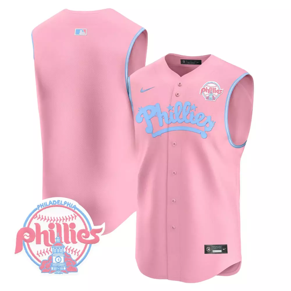 Philadelphia Phillies Jersey Pink Men Light Blue All Stitched Vapor