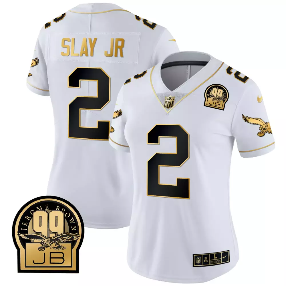 Slay Jr. 2 Philadelphia Eagles Jersey White Jerome Brown 99 Jb Women NFL Black Gold