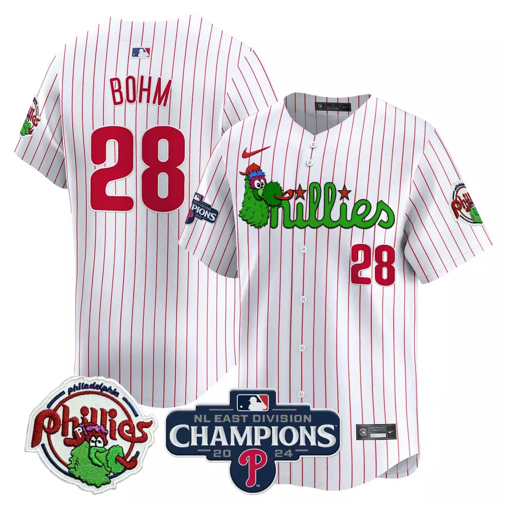 Alec Bohm 28 Jersey White Nl East Division Champions Philadelphia Phillies Men Red