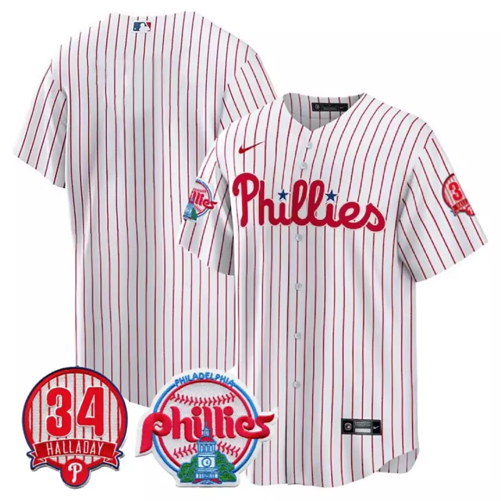 Roy Halladay 34 Phillies Jersey White Philadelphia Men Red All Stitched Vapor