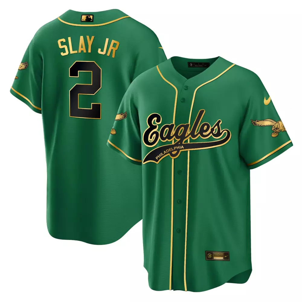 Slay Jr. 2 Eagles Jersey Green Men Gold Black All Stitched Vapor
