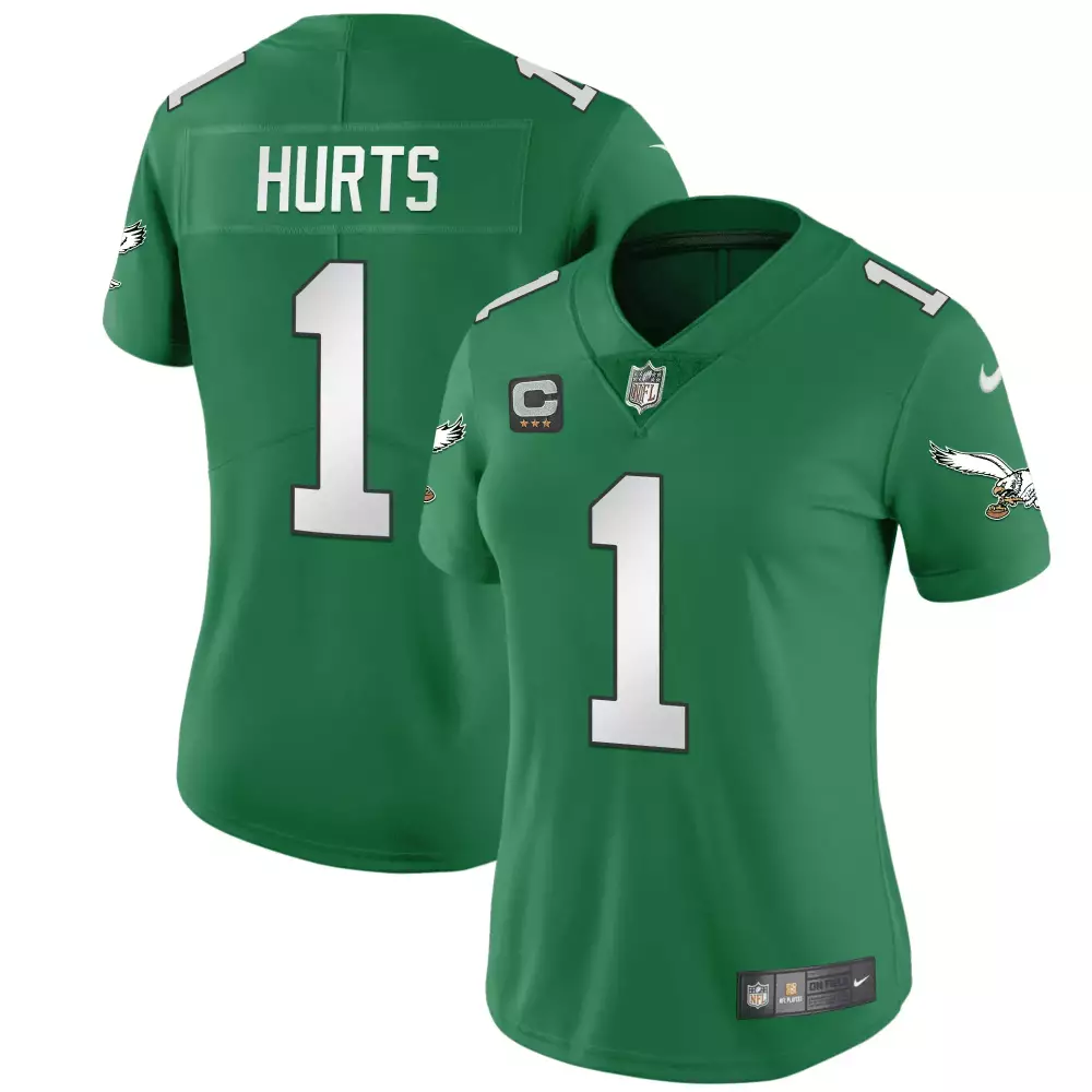 Jalen Hurts 1 Eagles Jersey Green Women Standard White All Stitched Vapor