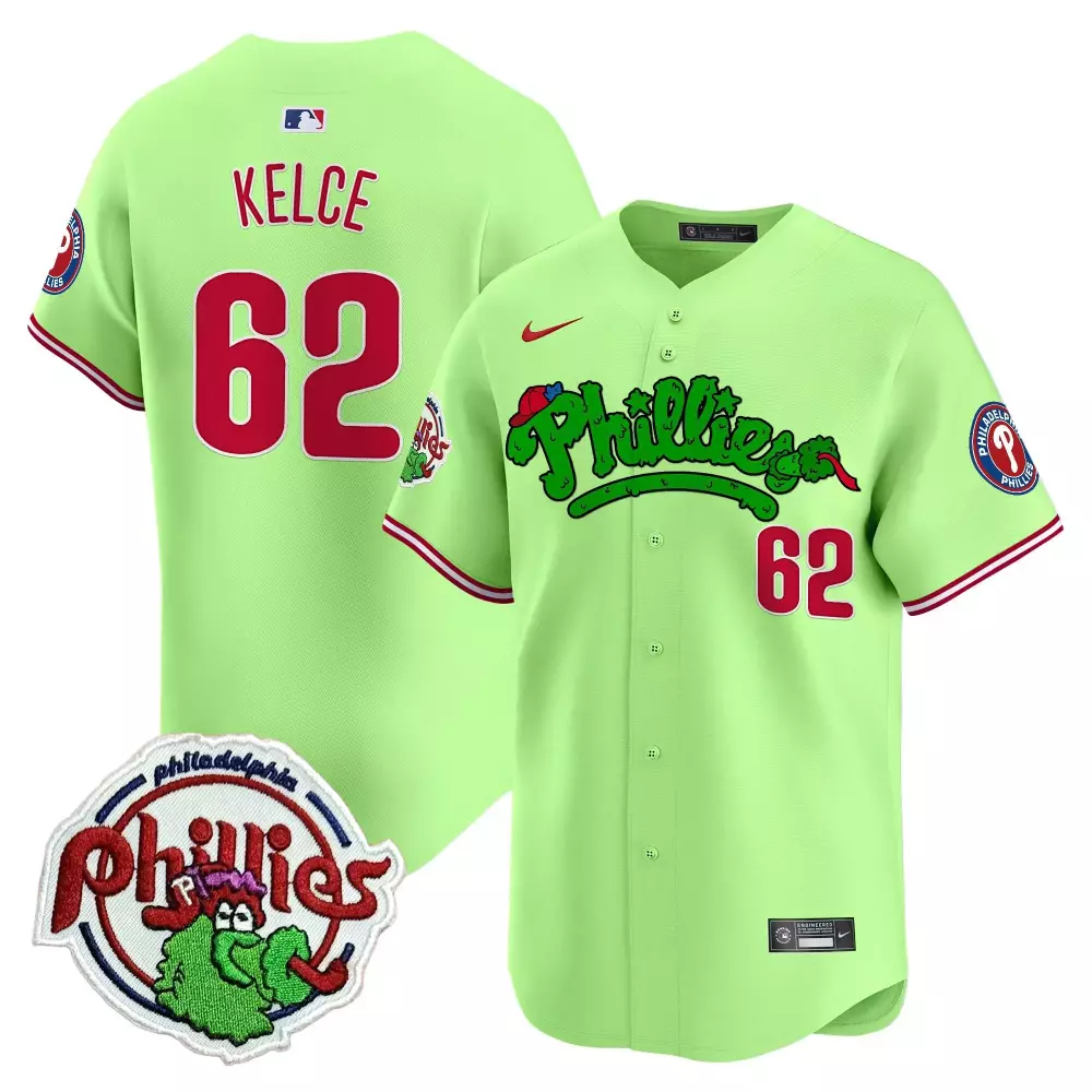 Outkast Neon 62 Phillies Jersey Lime Green Philadelphia Men Red White All Stitched