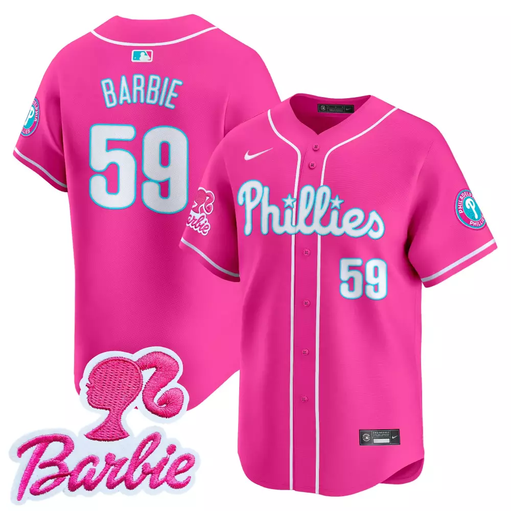 Bergman Barbie 59 Phillies Jersey Hot Pink Philadelphia City Connect Women White