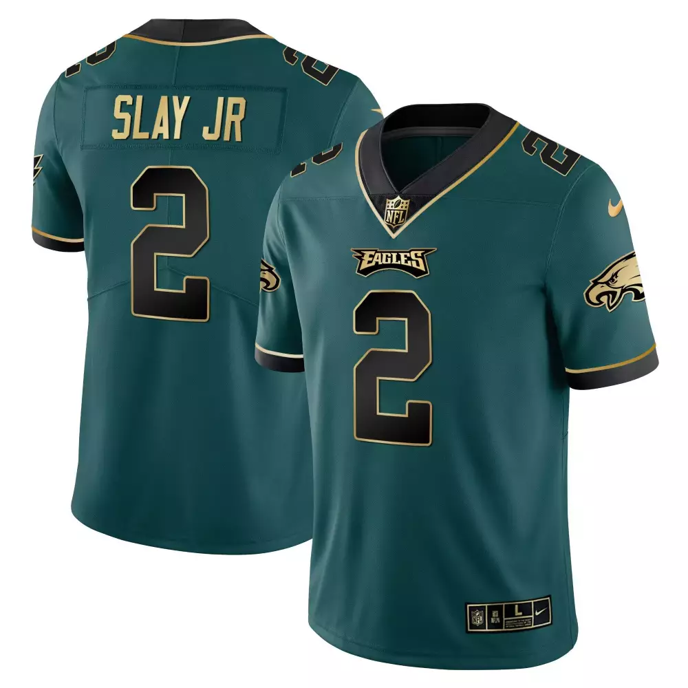 Slay Jr. 2 Eagles Jersey Green Men Gold Black Stitched