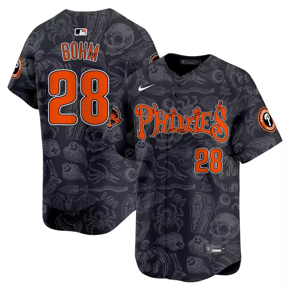 Alec Bohm 28 Phillies Jersey Black Men Custom Design Orange Gray All Stitched Vapor