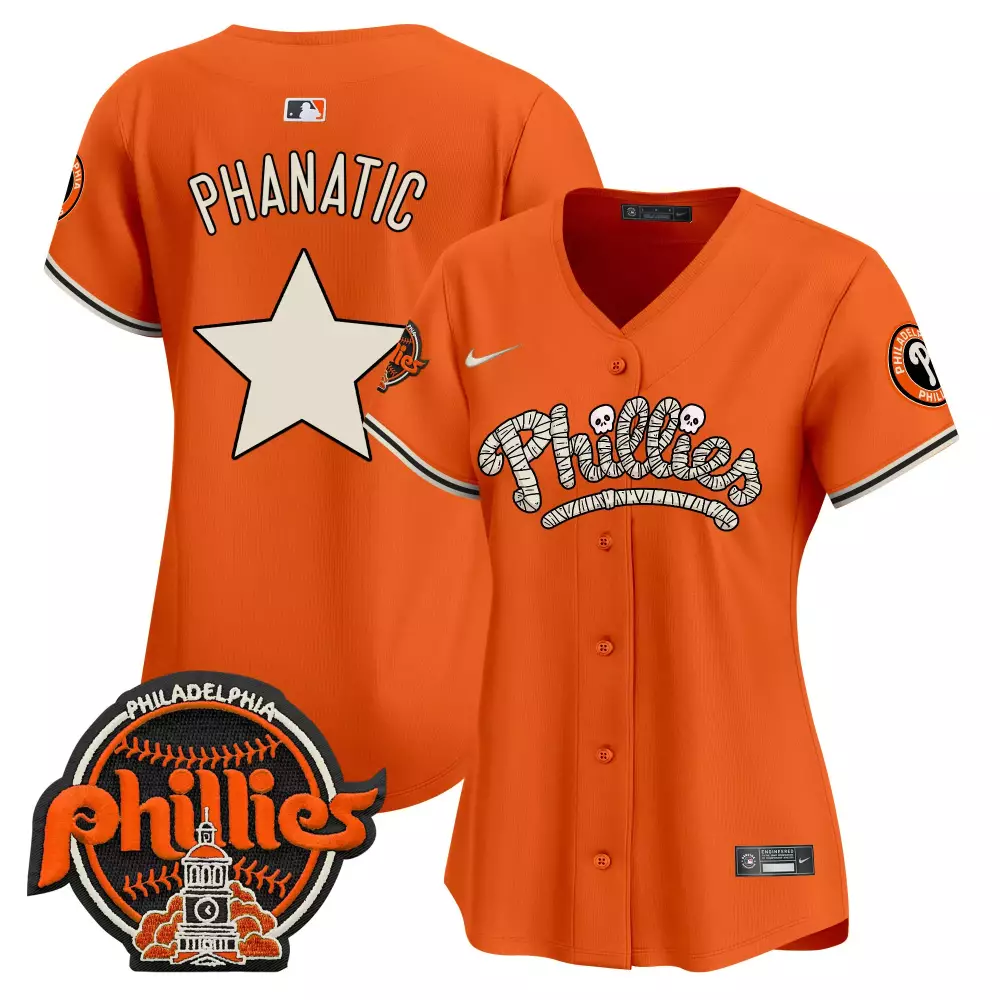 Phanatic Philadelphia Phillies Jersey Orange Halloween Circular Women White Black