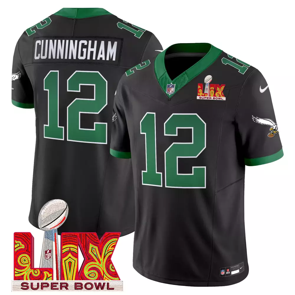 Randall Cunningham 12 Jersey Black Super Bowl Lix Philadelphia Eagles Men Player