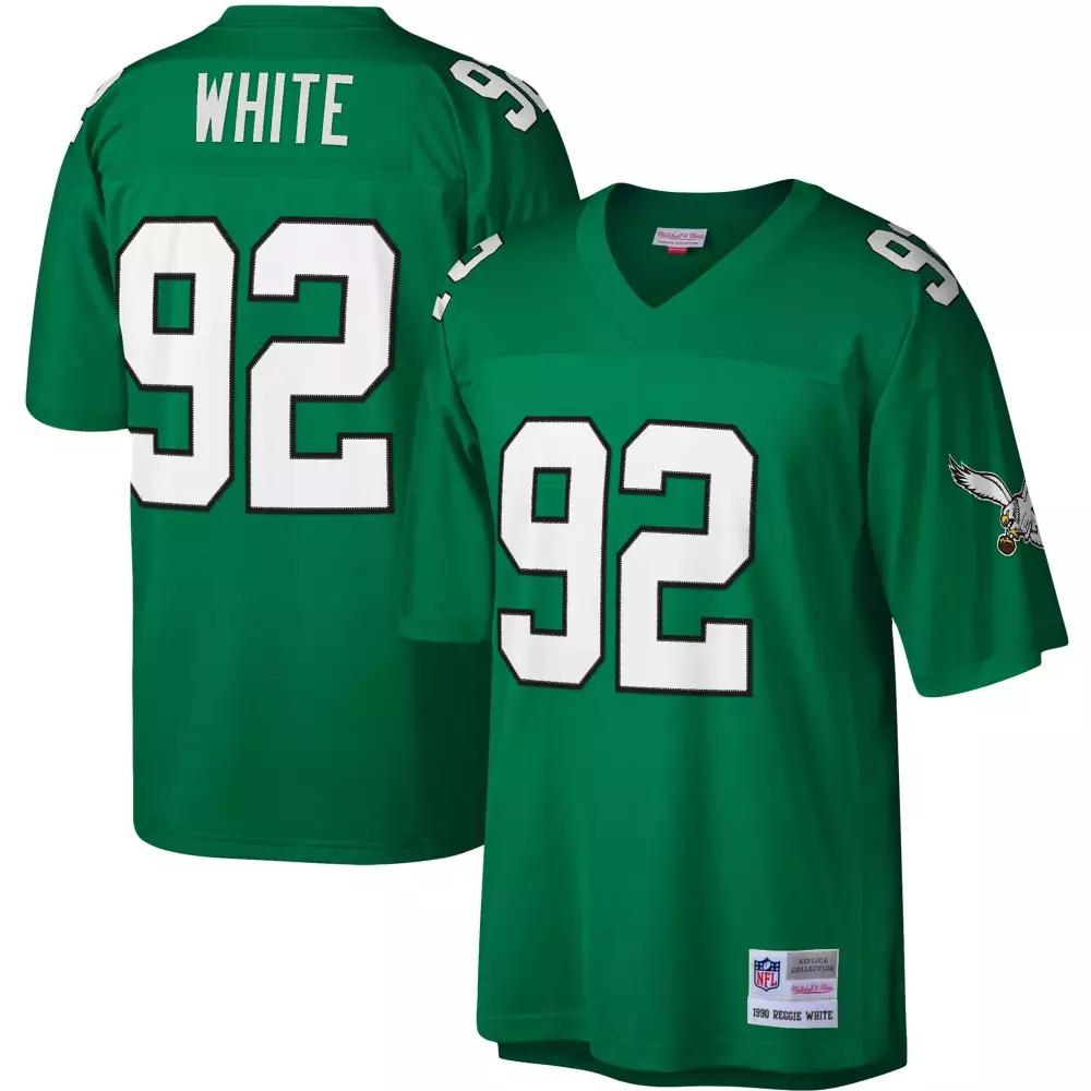 Reggie White 92 Eagles Jersey Green 1990 Men Replica All Stitched