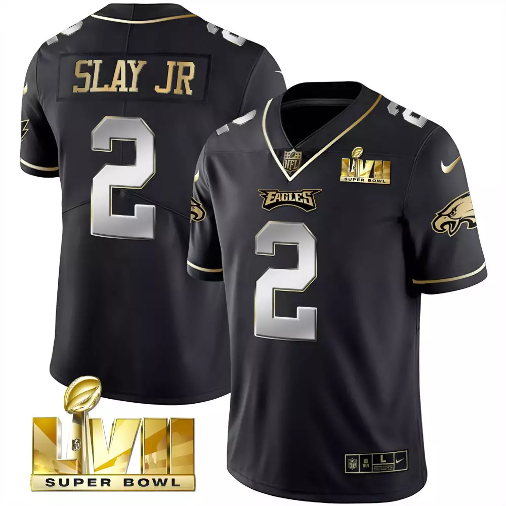 Slay Jr. 2 Eagles Jersey Black Super Bowl Lvii Men Gold Silver Limited Stitched