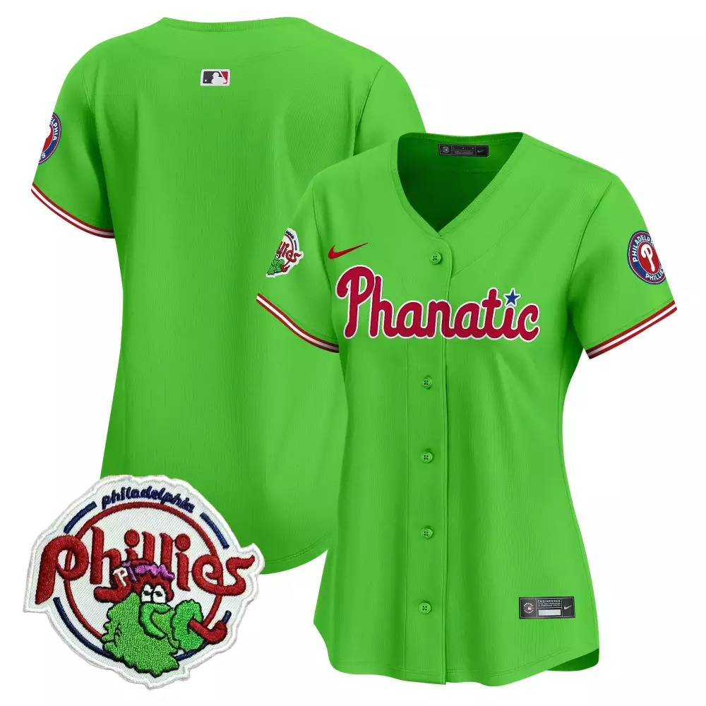 Phanatic Philadelphia Phillies Jersey Lime Green Men Red White Blue All Stitched