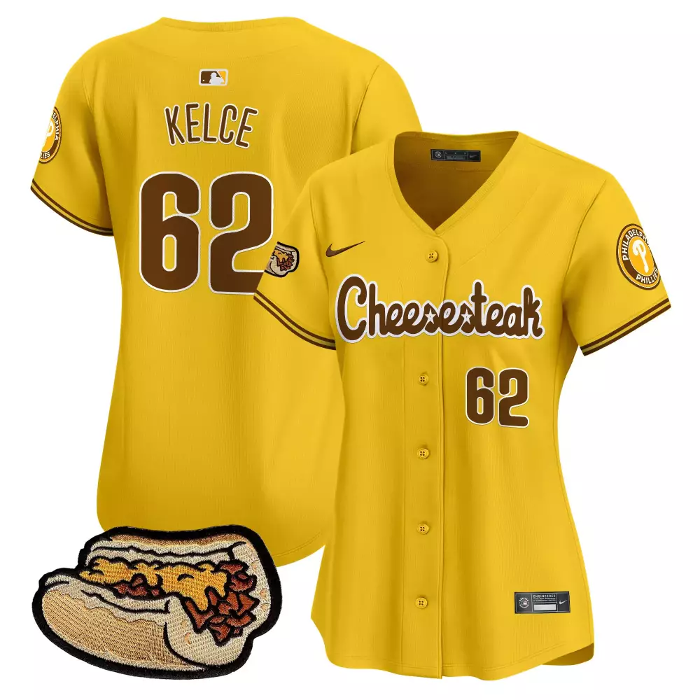 Jason Kelce 62 Jersey Yellow Philadelphia Phillies Cheesesteak Men Brown Vapor Premier