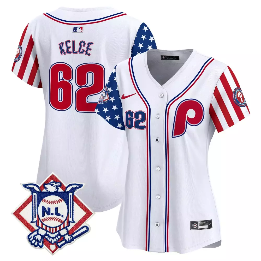 Jason Kelce 62 Jersey White City Connect Philadelphia Phillies National League Women