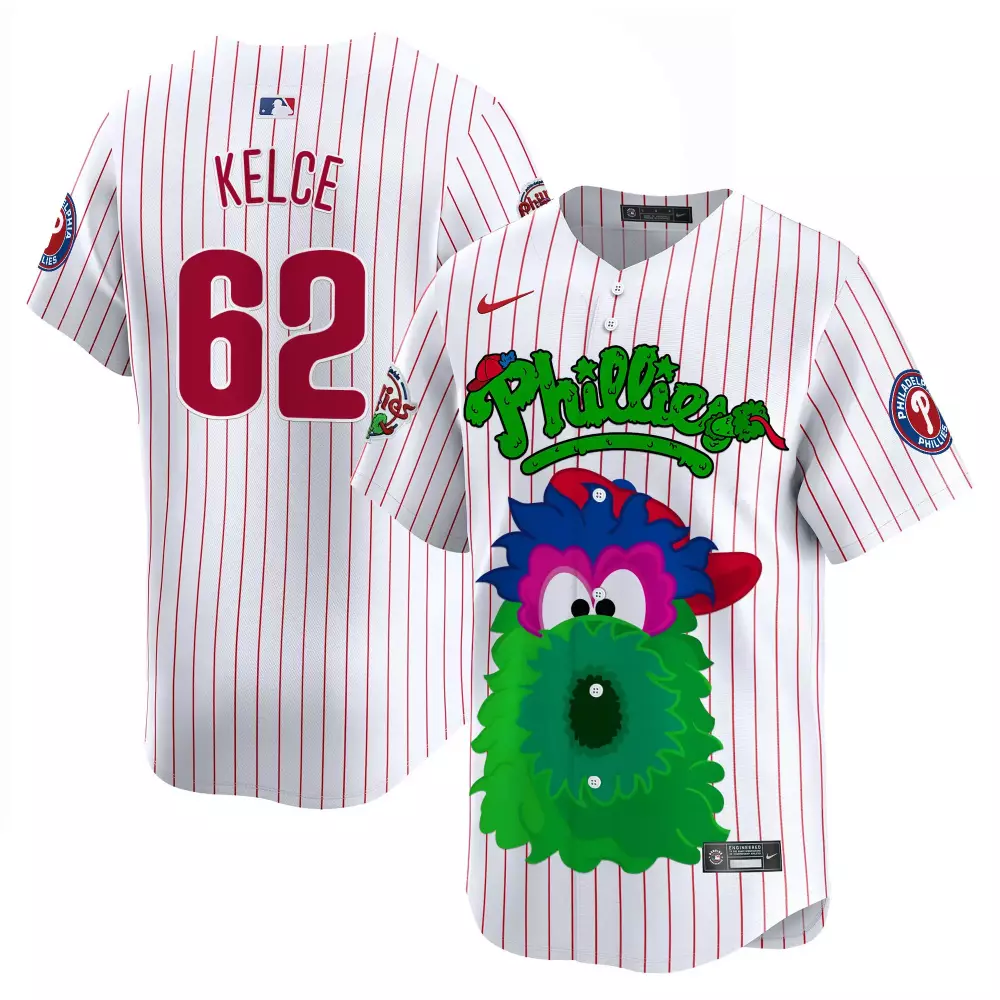 Jason Kelce 62 Phillies Jersey White Gritty Men Red Green Blue Pink Unisex Vapor