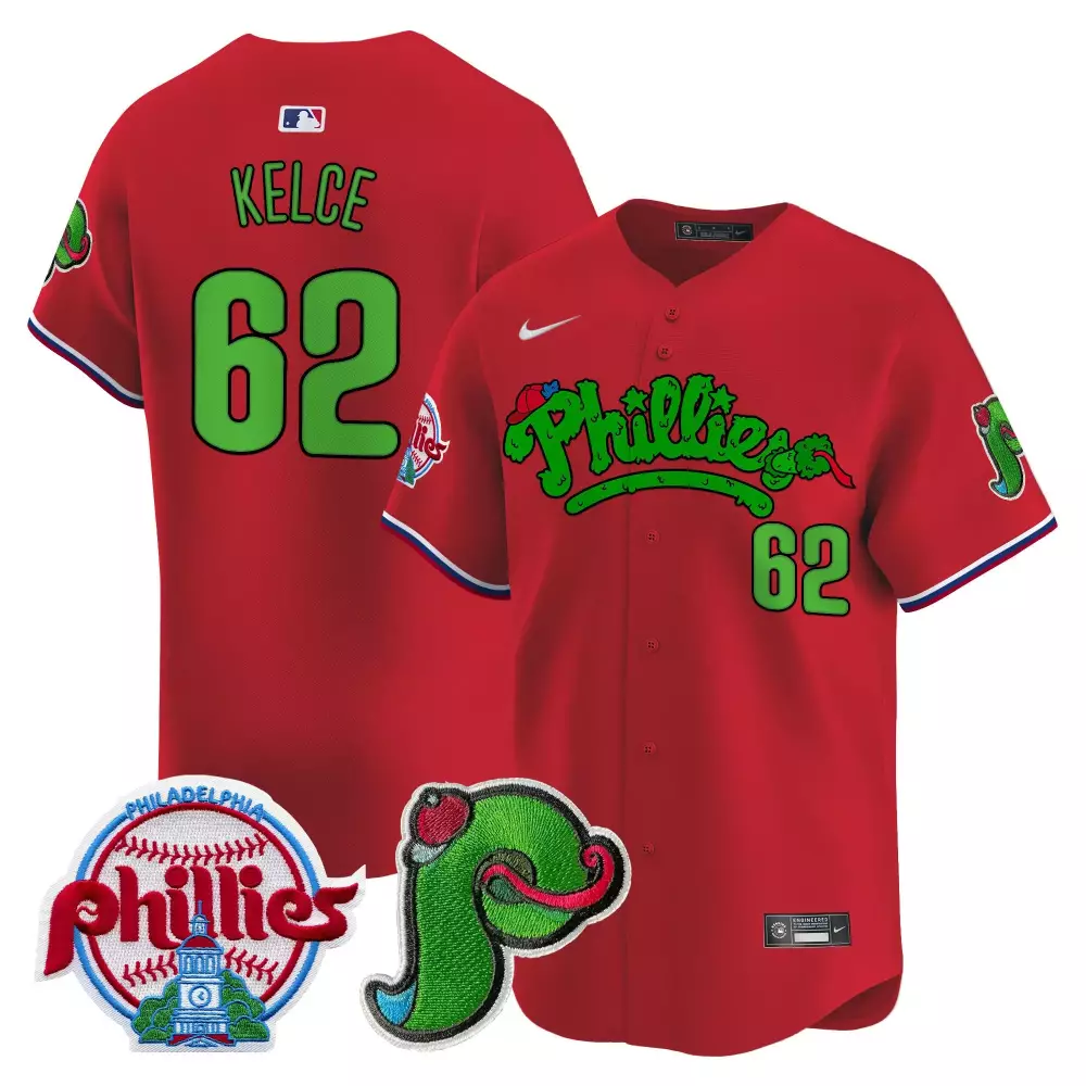 Jason Kelce 62 Phillies Jersey Red City Connect Philadelphia "p" Men Green White