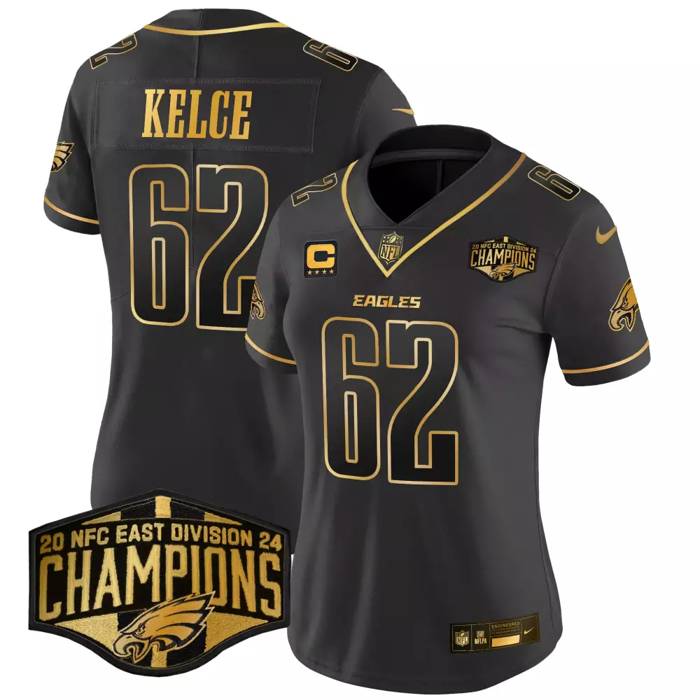 Jason Kelce 62 Eagles Jersey Black Game Gold Vapor Limited All